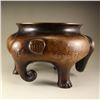 Image 5 : Vintage Chinese Red Copper Inlay Silver Wire Elephant Head 3 Leg Incense Burner