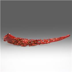 Openwork Chinese Ming Dy Ox Horn Lotus Flower Statue