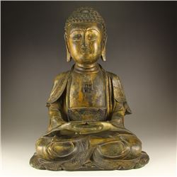 6 Kg Vintage Chinese Gilt Gold Bronze Siddhartha Buddha Statue