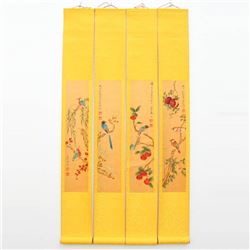 A Set Chinese Watercolour on Xuan Paper Flowers & Birds Painting Ma Jin 1900-1970