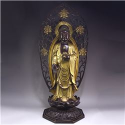 Vintage Chinese Bronze Gold-plated Sakyamuni Buddha Statue