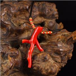 Beautiful Chinese Red Coral Lucky Necklace