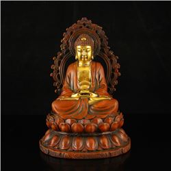 Chinese Ming Dynasty Gilt Gold Red Copper Siddhartha Buddha Statue