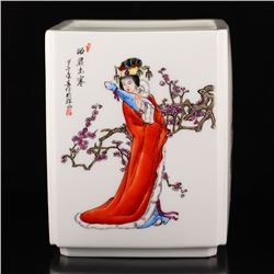 Superb Chinese Famille Rose Porcelain Brush Pot w Yong Zheng Mark