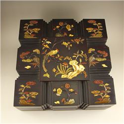 Chinese Qing Dynasty Zitan Wood Inlay Shells & Gem Food Box