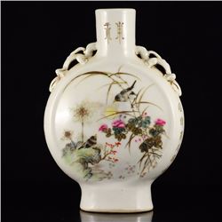 Vintage Chinese Famille Rose Porcelain Flowers Birds Vase