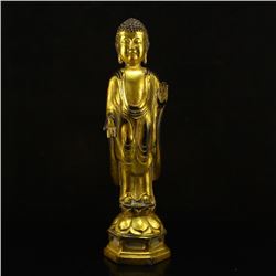 Chinese Ming Dynasty Gilt Gold Bronze Siddhartha Buddha Statue