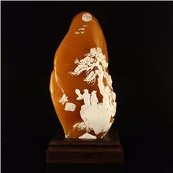 Indonesia Jin Tian Huang Statue - Old Men & Pine Tree W Certificate