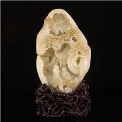 Vintage Chinese Hetian Jade Statue - Teacher & Student