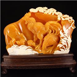 Indonesia Jin Tian Huang Statue - Rooster w Certificate