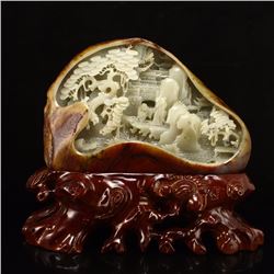 Superb Chinese Hetian Jade Statue - Confucius & Student