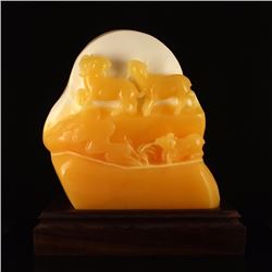 Indonesia Jin Tian Huang Statue - Three Sheep w Certificate