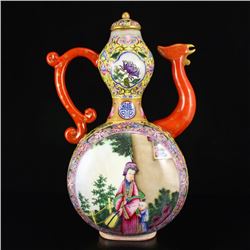 Chinese Gold Plated Famille Rose Porcelain Teapot w Yong Zheng Mark