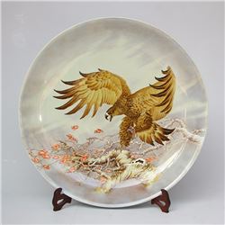 Superb Chinese Qing Dynasty Famille Rose Porcelain Big Plate - Eagle Yongzheng Mark