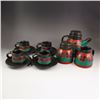 Image 1 : A Set Tibet Black Pottery Inlay Turquoise Teapot & Cups