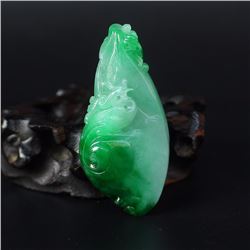 40 g Rare Superb Jadeite Dragon Phoenix Pendant w Certificate