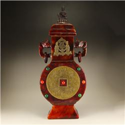 Vintage Chinese Jade Double Rings Vase