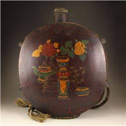 Vintage Chinese Qing Dynasty Hard Wood Lacquerware Pot
