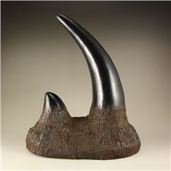 Vintage Chinese Ox Horn Statue