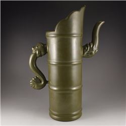 Chinese Tea Dust Glaze Porcelain Teapot w Qian Long Mark