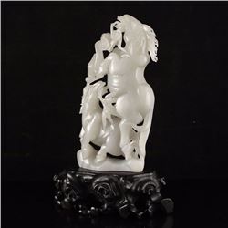 Chinese Hetian Jade Double Horse Statue