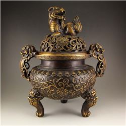 Chinese Bronze Double Ears 3 Legs Incense Burner w Xuande Mark