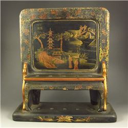 Chinese Hard Wood Lacquerware Brush Pen Frame