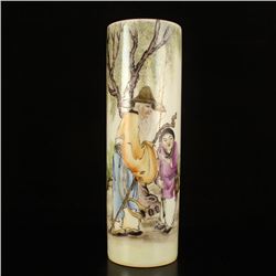Superb Hand-painted Chinese Famille Rose Porcelain Incense Tube