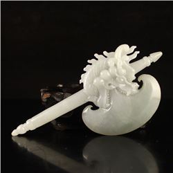 Superb Natural Jadeite / Jade Dragon Head Axe Statue