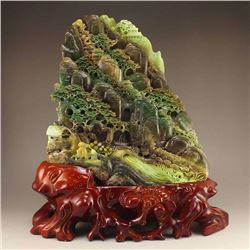Chinese Dushan Jade Statue - Teacher & Student