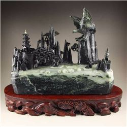 Chinese Dushan Jade Statue - Hill Water Scenery