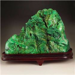 15 kg Chinese Dushan Jade Statue - Old Man & Kid