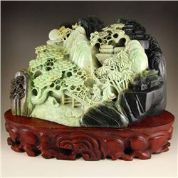 11 kg Chinese Dushan Jade Statue - Confucius & Student