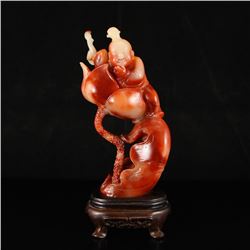 Chinese Natural Shoushan Stone Fortune Kid Statue w Certificate