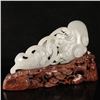 Image 3 : Openwork Chinese Natural White Hetian Jade Ruyi Statue