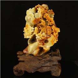 Chinese Shoushan Stone Statue - Butterfly & Plum Flower w Certificate