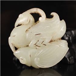 Chinese Hetian Jade Pendant - Mantis & Cicada
