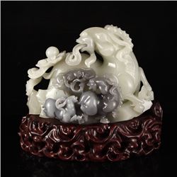 Superb Chinese Hetian Jade Statue - Ruyi Sheep