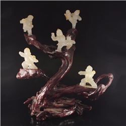 A Set Chinese Natural Agate Statues - Five Kung Fu Kids
