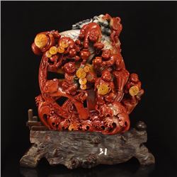 Chinese Natural Shoushan Stone Fortune Kids Statue w Certificate