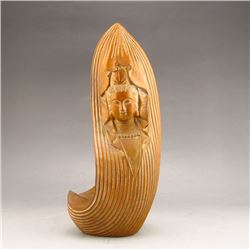 Chinese Boxwood Wood Kwan-yin Statue