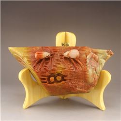 Chinese Shoushan Stone Statue w Ladybug