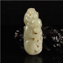Chinese Hetian Jade Pendant - Monkey