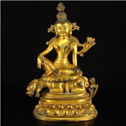 Chinese Tibet Buddhist Gilt Gold Bronze Tara Statue