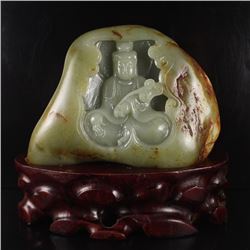 Chinese Hetian Jade Statue - Ruyi Kwan-yin