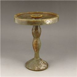 Vintage Chinese Hetian Jade Candlestick