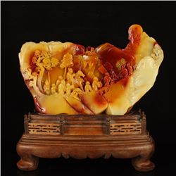 Chinese Natural Shoushan Stone Statue - Sages Meeting Free Certificate