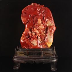 Chinese Natural Shoushan Stone Statue - Laughing Buddha & Kids Free Certificate