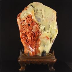 Chinese Natural Shoushan Stone Statue - Remote Mountains Sightseeing w Certificate