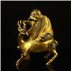 Image 1 : Chinese Tibet Gilt Gold Bronze Buddhist Riding Deer Arhat Statue